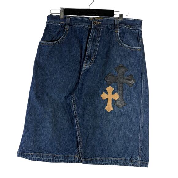 Vintage Decibel With Chrome Hearts Patches Denim Shorts 36x14 - Picture 1 of 7